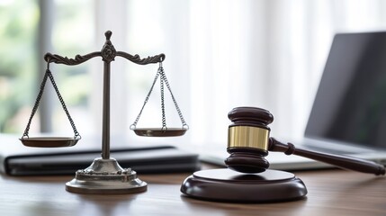 Legal Scales and Gavel on Desk (1)