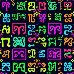 Vibrant Abstract Pattern: A mesmerizing display of colorful abstract glyphs creates a visually stunning and dynamic pattern, offering a captivating and modern aesthetic.