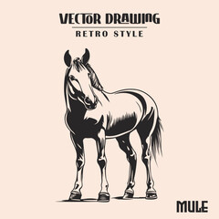 Mule Retro Style Illustration High Resolution Stock Vector