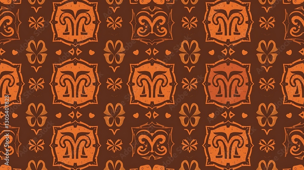 Poster seamless bohemian pattern:a mesmerizing seamless pattern, perfect for textiles, wallpaper, or design