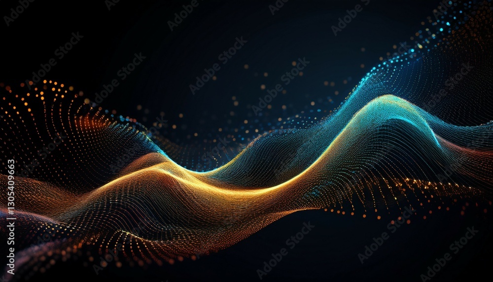 Sticker abstract digital art piece dark background it features dynamic particle wave