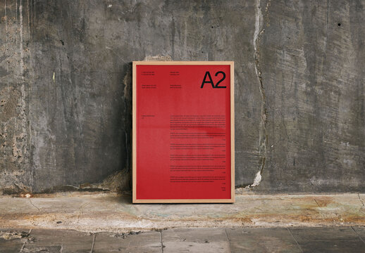 Mockup Of A2 Poster In Frame Leaning By Wall, Customizable