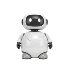 Fototapeta premium A cute futuristic robot with glowing eyes on a white background perfect for tech concepts and innovation themes