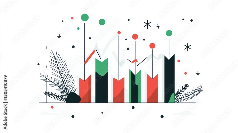Poster abstract graphic design of growth chart with winter elements. possible use in a presentation or desi