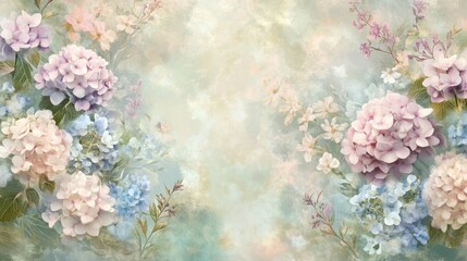 Pastel hydrangea floral wall art
