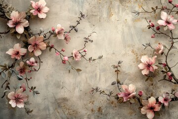 Discover classic floral design in soft beige and faded pink, evoking a nostalgic and elegant vibe