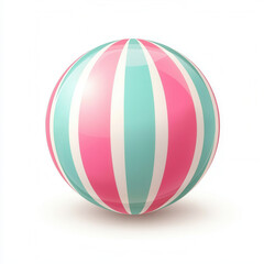 Colorful beach ball with pink and turquoise stripes, perfect for summer fun and holiday activities. Ideal for beach games and outdoor play