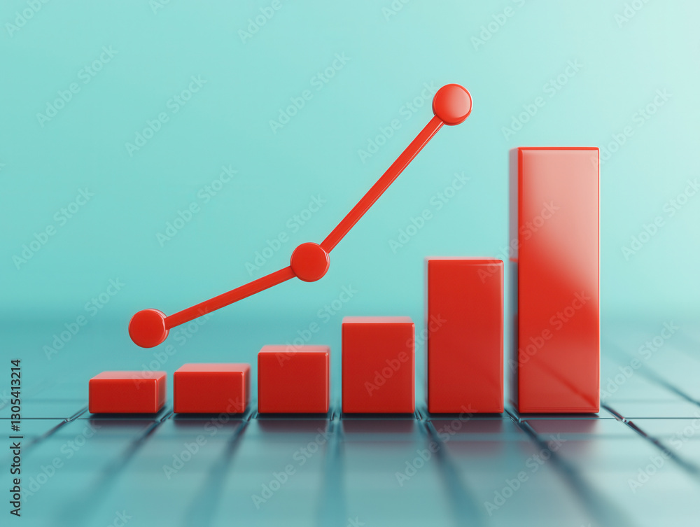 Poster growing business chart with red trend line showing analytics and progress. this represents success a