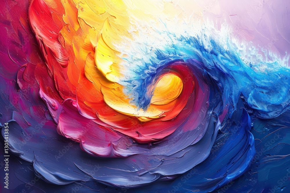 Poster fluid and dramatic wave of colors merges into an eye-catching display, showcasing motion and artistr