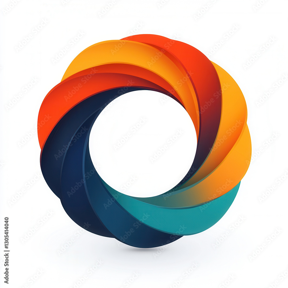 Poster minimalist logo design featuring colorful overlapping shapes in circular pattern, conveying creativi