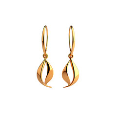 classic gold earrings 3D render, luxury fine jewelry