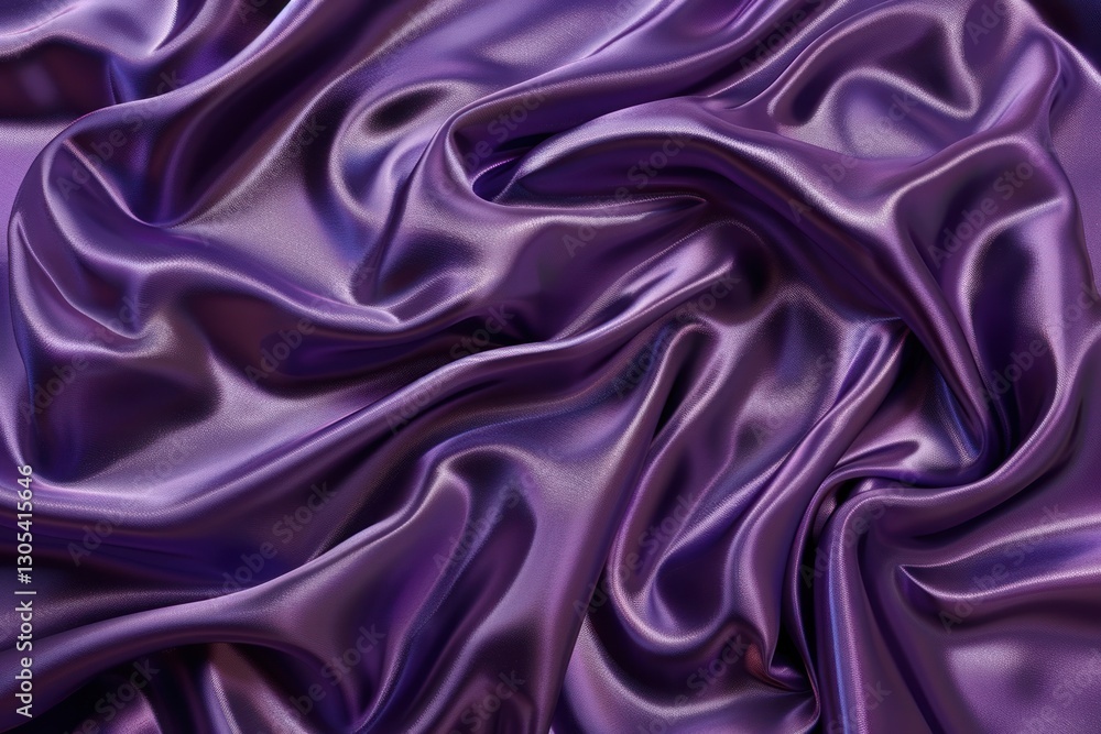 Poster indigo satin fabric displays soft ripples and shadows in diffused light, highlighting its rich color