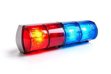 Set of red and blue siren light isolated on white background