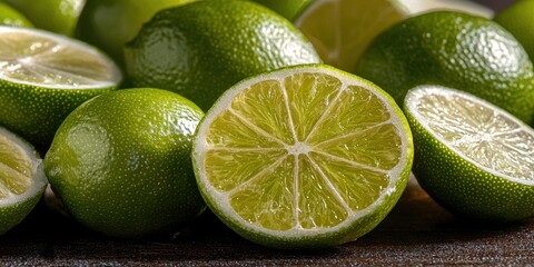 Fresh Limes, Juicy Citrus Fruit, Healthy Food Ingredients, Refreshing Drink Concept, Close Up
