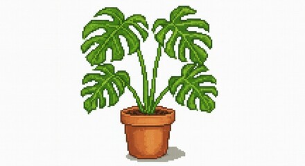 Obraz premium Pixel Art Monstera Plant