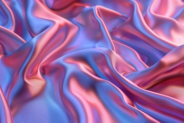 Soft diffused lighting enhances the vivid colors and sharp edges of the satin fabric, evoking a futuristic aesthetic