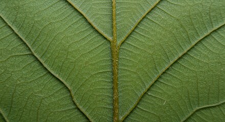 Obraz premium Close-up of Green Leaf Showing Veins and Surface Texture Detail