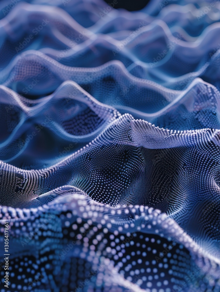 Poster delicate dot clusters mimic water ripples, creating fluid wave-like effects with soft transitions an