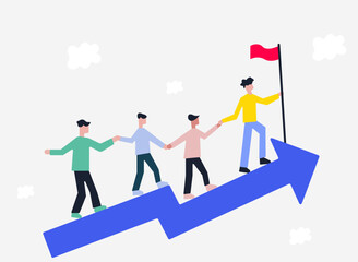 Effort of whole team for growth and achieve goal illustration