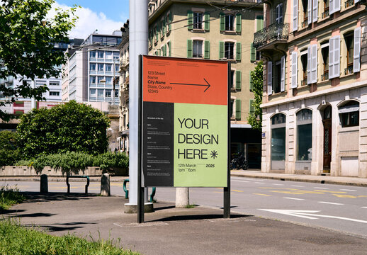 Mockup Of Customizable Poster On City Street
