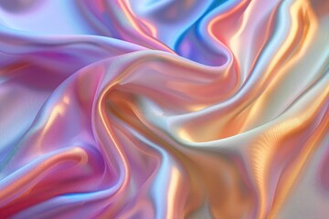 Satin fabric shows stunning iridescent colors in soft light, creating beautiful, shifting folds