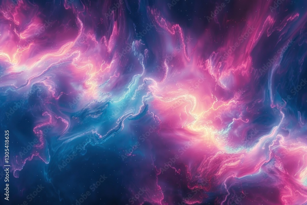 Poster colorful swirls and bold hues create a fluid movement effect with a dreamlike quality and soft light