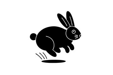 creative unique black silhouette jumping hopping rabbit icon