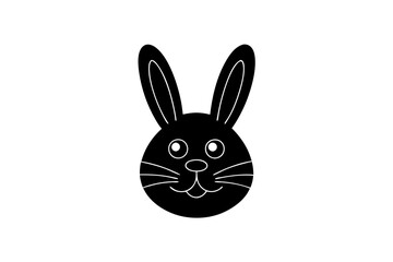 creative unique black silhouette rabbit face close up concept icon