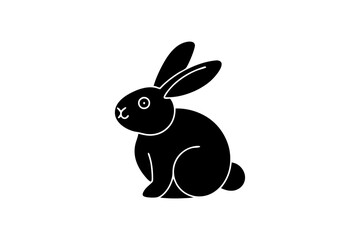 unique black sitting rabbit icon