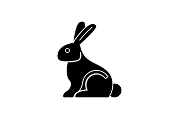 unique black sitting rabbit icon