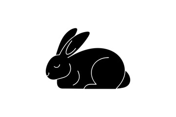 creative unique black silhouette sleeping rabbit icon