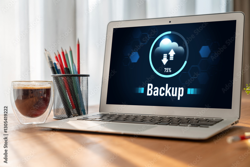 Poster backup storage data internet technology business concept. database storage cloud technology file dat