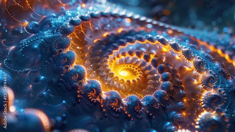 Poster a mesmerizing fractal swirl unfurls with endless spirals and vibrant, self-replicating patterns