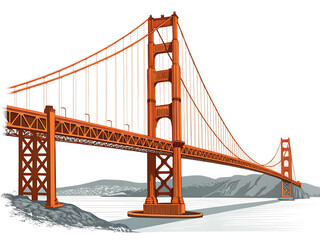 Obraz premium png golden gate bridge landmark architectural illu 