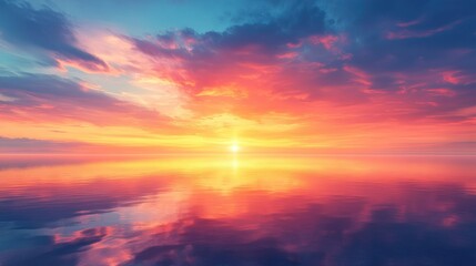 Colorful Sunset Reflection on Calm Water