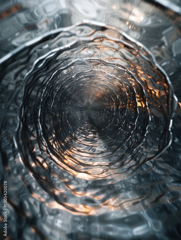 Poster rippling waves create an abstract view of time, merging layers and patterns in a dynamic play of sof