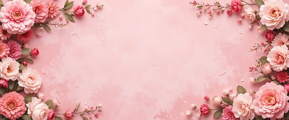 Pink Flower Background Border for Wedding Invitations