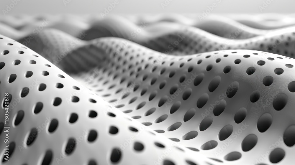 Aufkleber fluid geometric waves form through a dotted halftone pattern, showcasing smooth gradients and ambien
