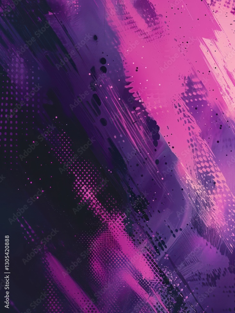 Poster disrupted dots form a modern abstract design with glitch effects and soft moody lighting producing a