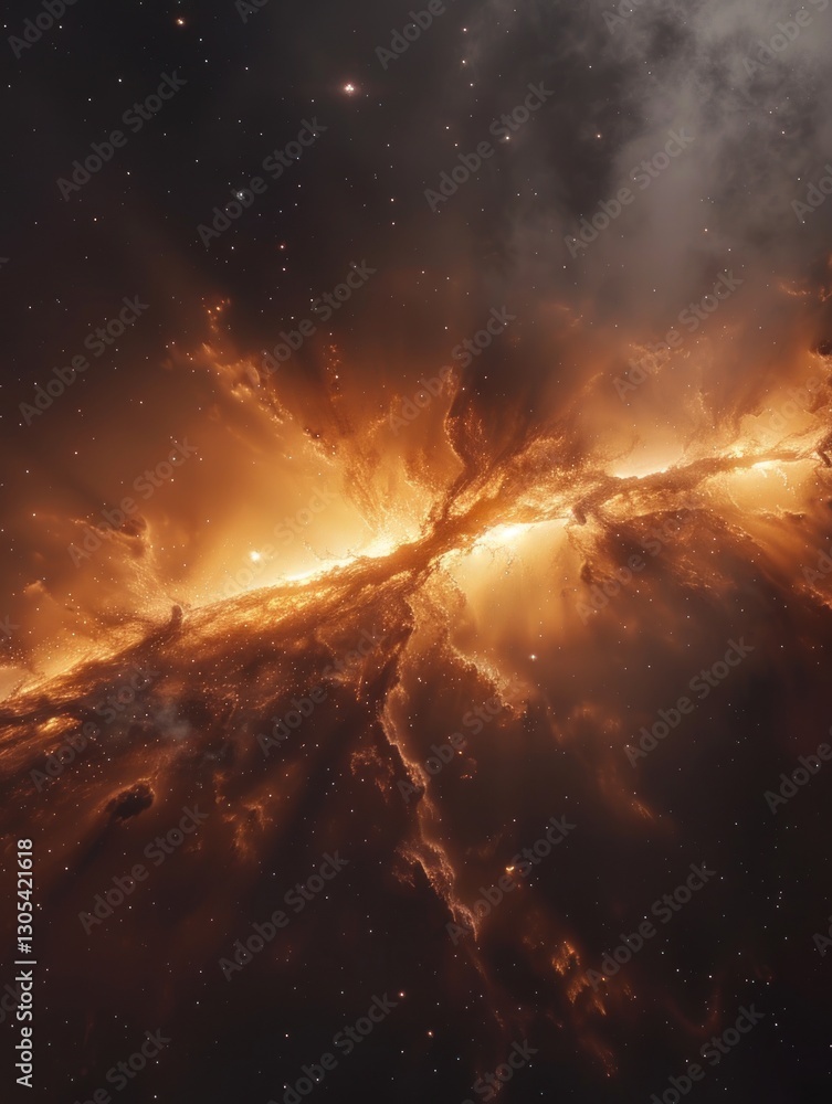 Poster deep cosmic sky reveals weightless clouds blending into a starry expanse, creating a mystifying and 