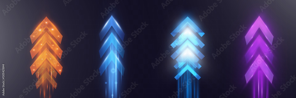 Poster Futuristic speed background with glowing arrows and motion blur. digital abstract technology concept with fast moving elements.	
