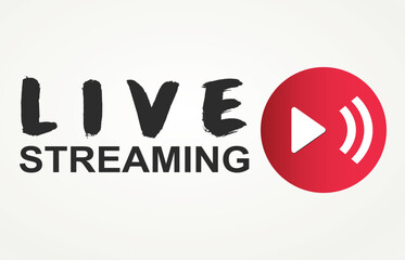Live streaming with red Play button icon vector illustration