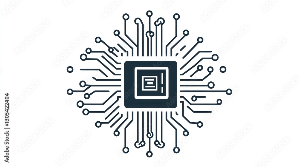 Poster circuit board design, tech icon, digital logic, software