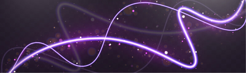 Obraz premium Abstract glowing light trails with bokeh and sparkles on a smooth background. Dynamic motion effect for futuristic, digital, and technology-themed designs. 