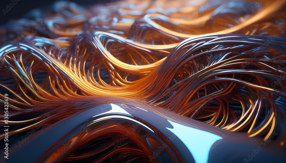 Sticker metallic alloy formations in an electromagnetic field abstract digital art rendering