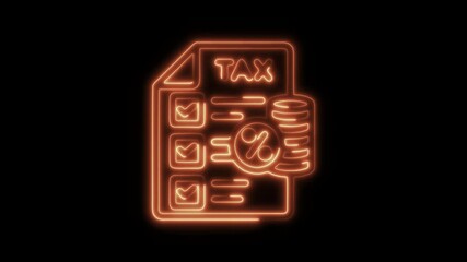 Glowing neon planning  icon isolated on black background. HD Video motion graphic animation icon