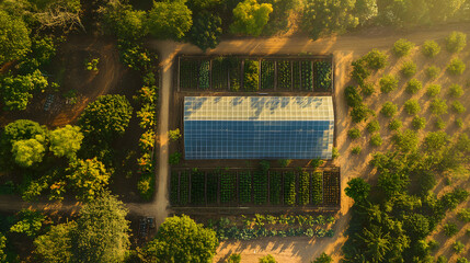 Serene Organic Farm: Eco-Friendly Vegetable Farming Amidst Nature's Embrace, Photograph
