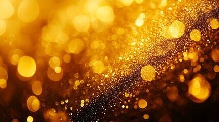 Sparkling golden bokeh abstract background with glitter particles