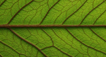 Obraz premium Close-up of Green Leaf with Veins Texture for Natural Background