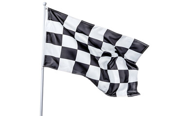 Racing finish flag with checkered pattern isolated on white